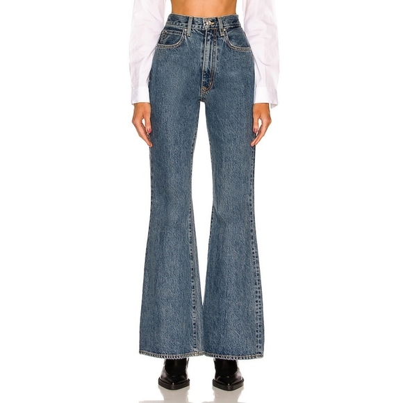 SLVRLAKE Indiana Jeans Born To Run Blue Wide Leg Flare 29 - Picture 5 of 11